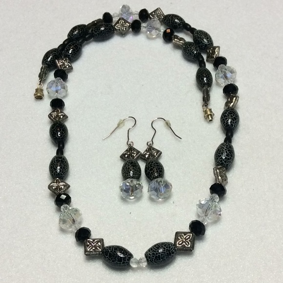 FINAL SALE PRICE OOAK Design Black Necklace & Earring Set - Picture 2 of 5